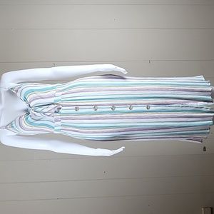 Mimi Chica Rayon Cut Out Smocked Spaghetti Strap Pastel Stripe Midi Dress